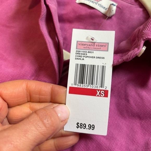 NWT Women’s Pink Vineyard Vines Corduroy Popover Dress. Size: XS - Picture 4 of 5